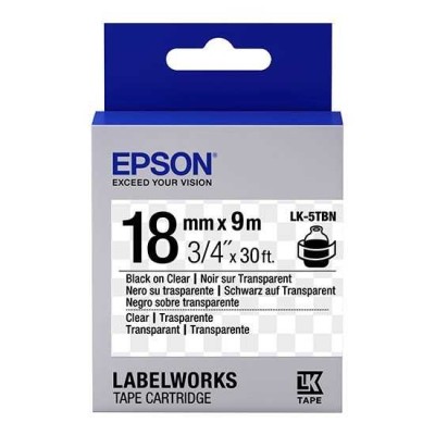 Epson C53S655008 (LK-5TBN) Transparan Üzerine Siyah Orjinal Etiket Şeridi - LW-400 / LW-600P (T11364) hemen satın al!