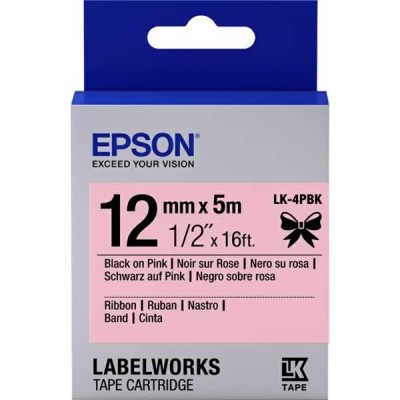 Epson C53S654013 (LK-4PBK) Pembe Üzerine Siyah Orjinal Etiket Şeridi - LW-400 (T11363) hemen satın al!