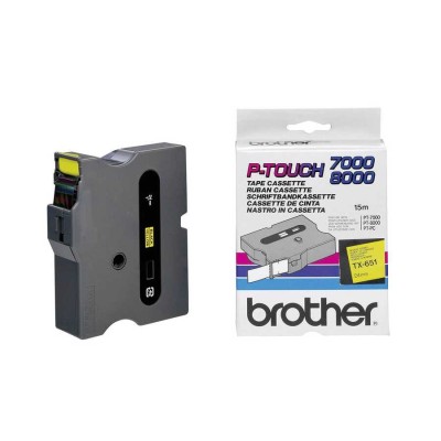 Brother TX-651 Sarı Üstüne Siyah Orjinal Etiket Şeridi - 24mm x 15m (T15087) hemen satın al!