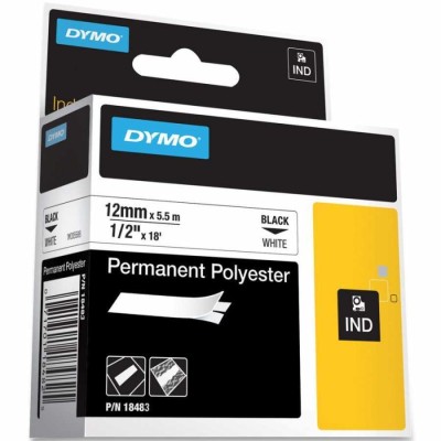 Dymo 18483 Beyaz-Siyah Rhinopro Sabit Polyester Orjinal Şerit (12mm x 5.5m) (T16295) hemen satın al!