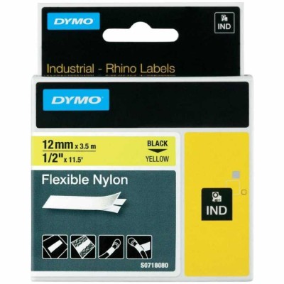 Dymo RhinoPro 18490 Sarı-Siyah Orjinal Naylon Şerit 12mm x 3.5m (T16296) hemen satın al!