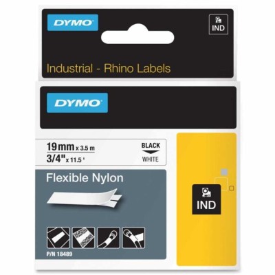 Dymo Rhino Pro 18489 Beyaz-Siyah Esnek Naylon Şerit 19mm x 3,5m (T16351) hemen satın al!